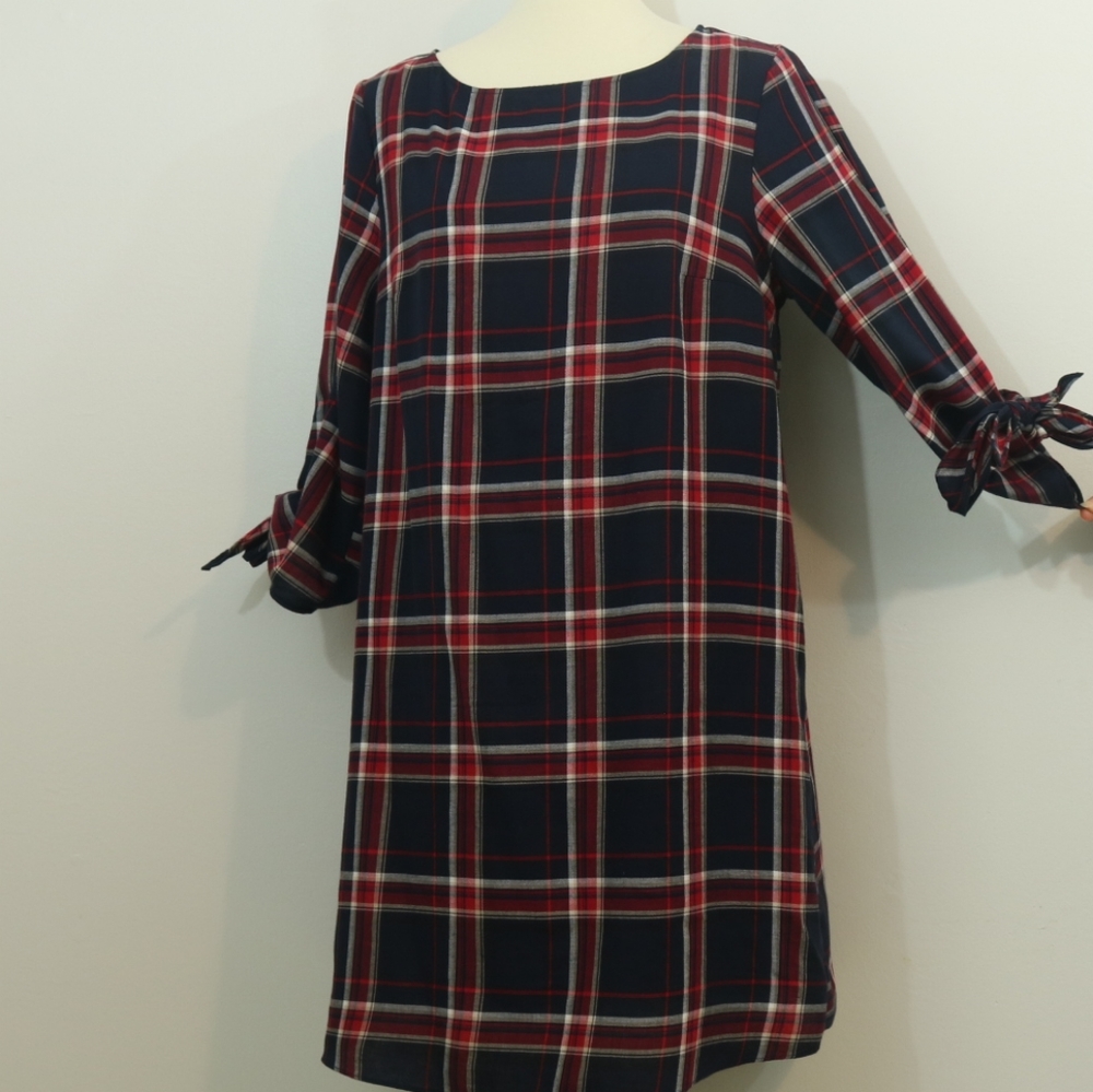 H&M Cotton Plaid Printed Sheath Dress